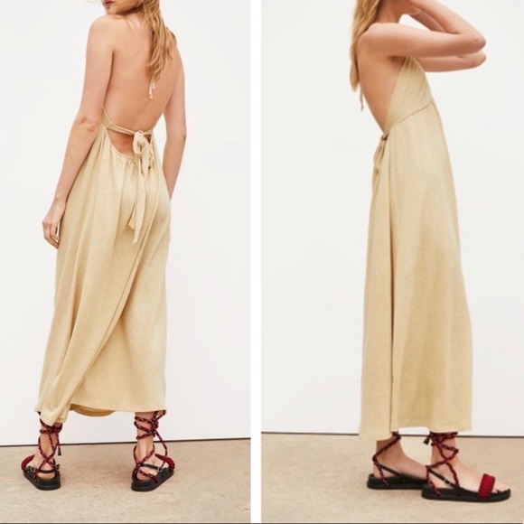 Zara | Dresses | Zara Beige Open Back 